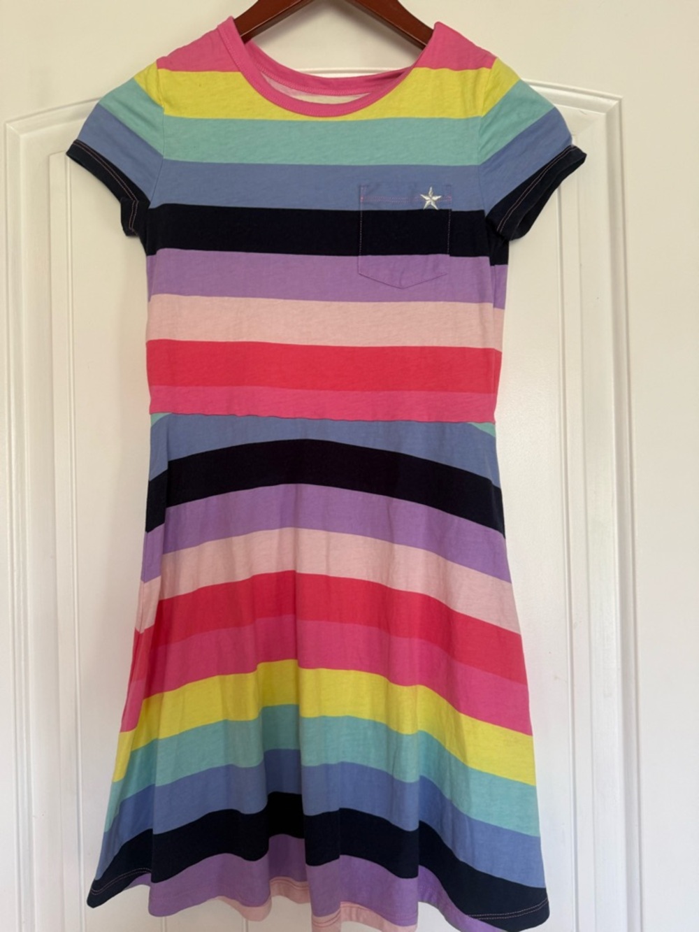GAP kids Multicolor Rainbow Stripe Short-Sleeve Dress